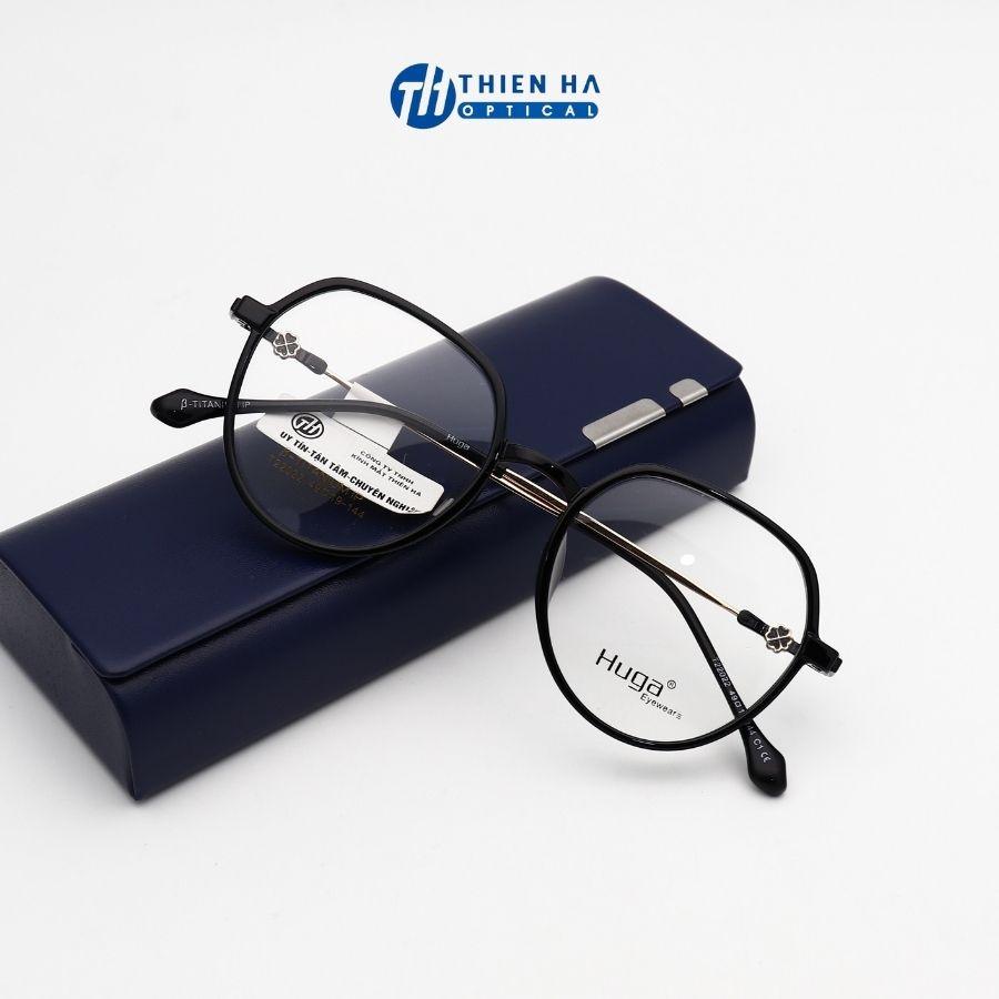 Gọng kính nữ THIÊN HÀ OPTICAL dáng đa giác, chất liệu titanium dẻo nhẹ độ đàn hồi cao màu trẻ chi tiết lạ T22022