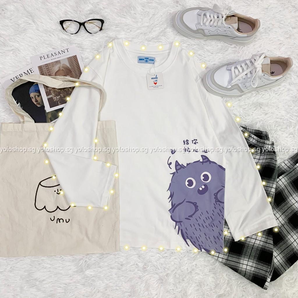 Áo thun dài tay MONSTER phông Unisex nam nữ tee oversize form rộng pull Ulzzang Streetwear thu đông vải mềm