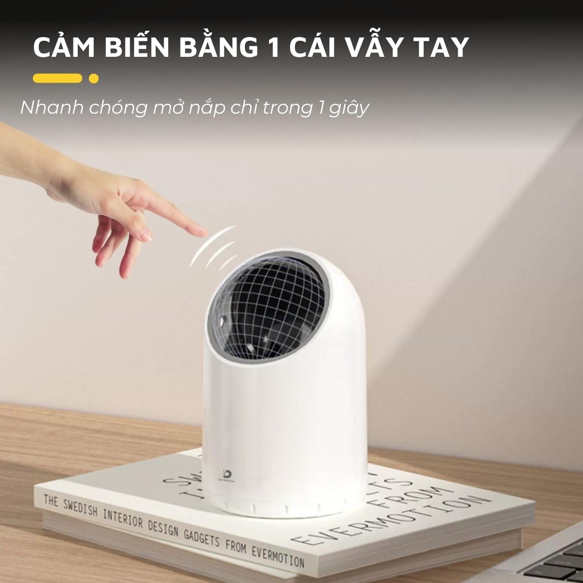 Thùng rác mini để bàn DandiHome 2 lít cảm biến tự động đóng mở