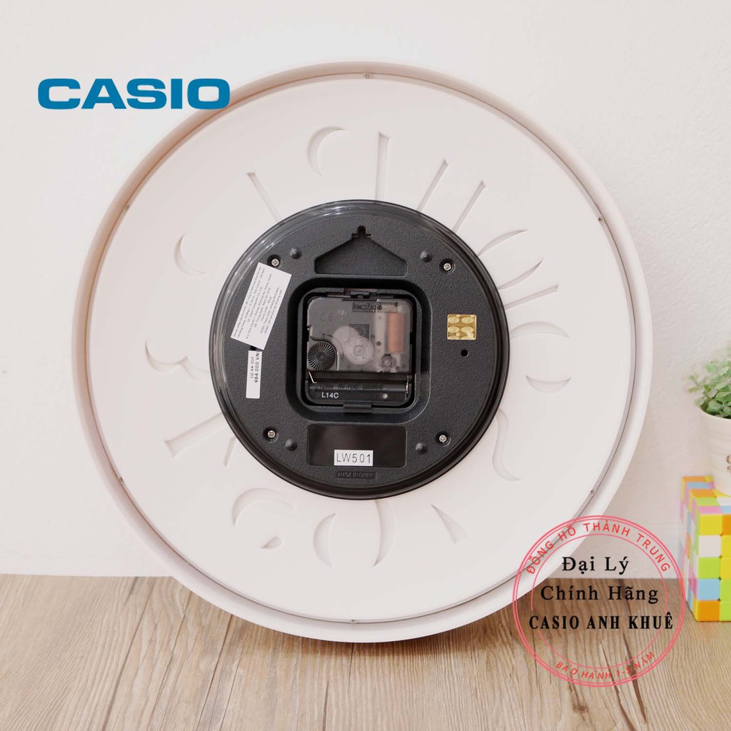 Đồng Hồ Treo Tường Casio IQ-64-3DF Màu Trắng ( Đường Kính 30.5 cm)