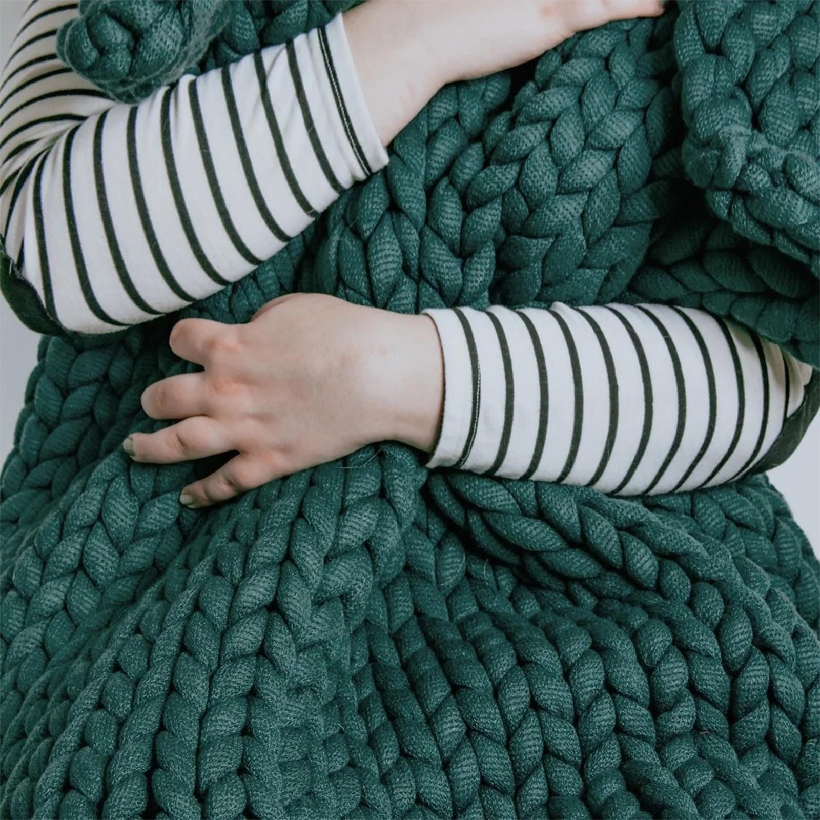 Handmade Chunky Knit Blanket Knitted Blanket for Living Room Bedroom Decor