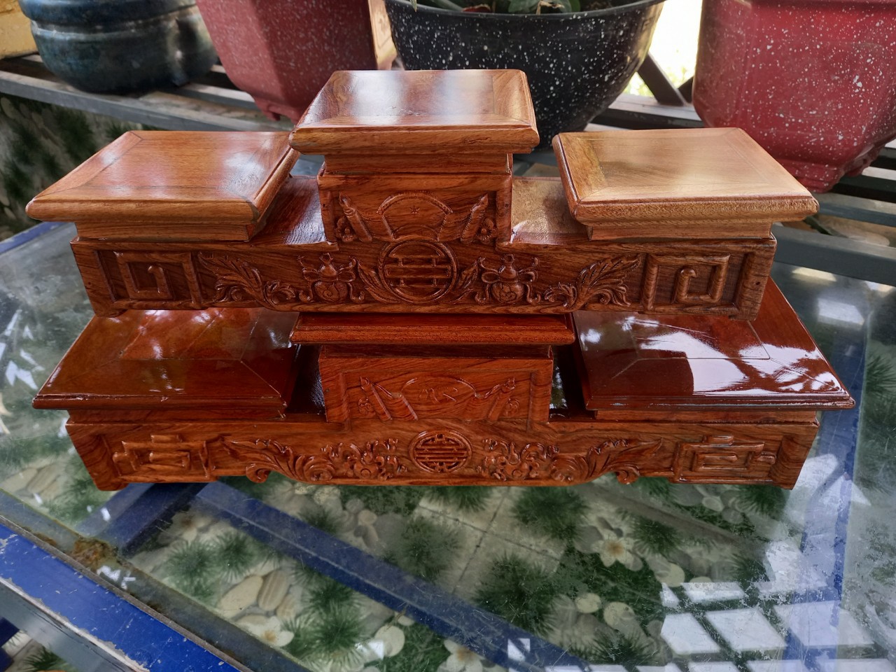 Tam Sơn -Tam cấp Gỗ Hương mặt 20cm dài 63 cm