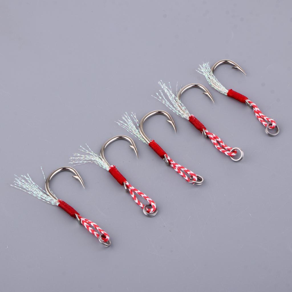 4-7pack 5pcs Carbon Steel Assist Hooks Fishing Jig Hooks Live Baits Hooks 020
