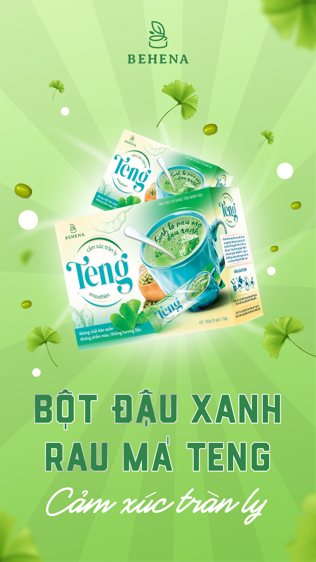 Bột Rau Má Đậu Xanh Teng Behena Chính Hãng