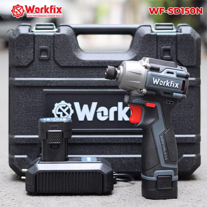 Máy Bắn Vít Workfix 150N.m - WF-SD150N - 3 Tốc Độ - Động Cơ Từ - 2 Pin 16.8V/2Ah - Đầu 1/4 - Nhỏ Gọn Chuyên Dùng Làm Nhôm Kính, Làm Mộc, Nội Thất...
