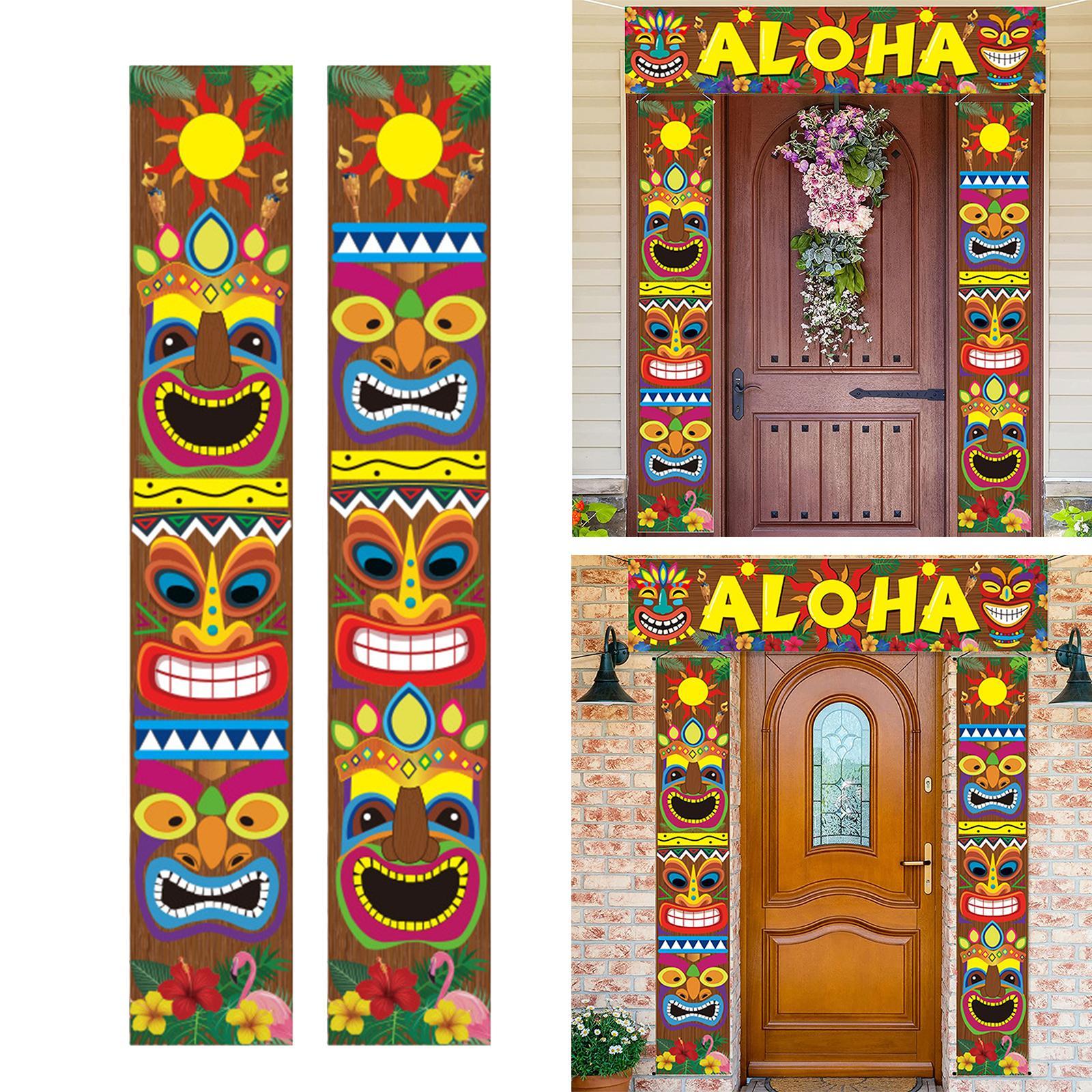 Happy Luau Party Decoration Aloha Tropical Door Porch Signs for Forest Party