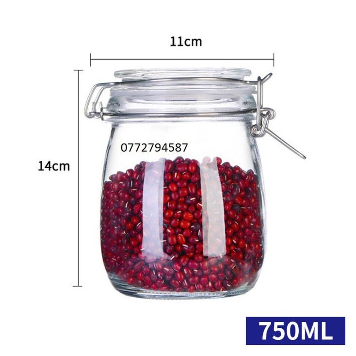 Hũ Thủy Tinh Bầu Nắp Gài Gọng Thép 500ml , 750ml , 1000ml
