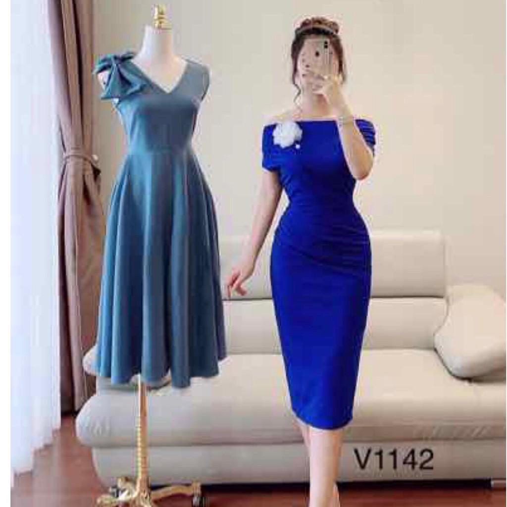 Đầm body dự tiệc trễ vai cài hoa xinh xắn