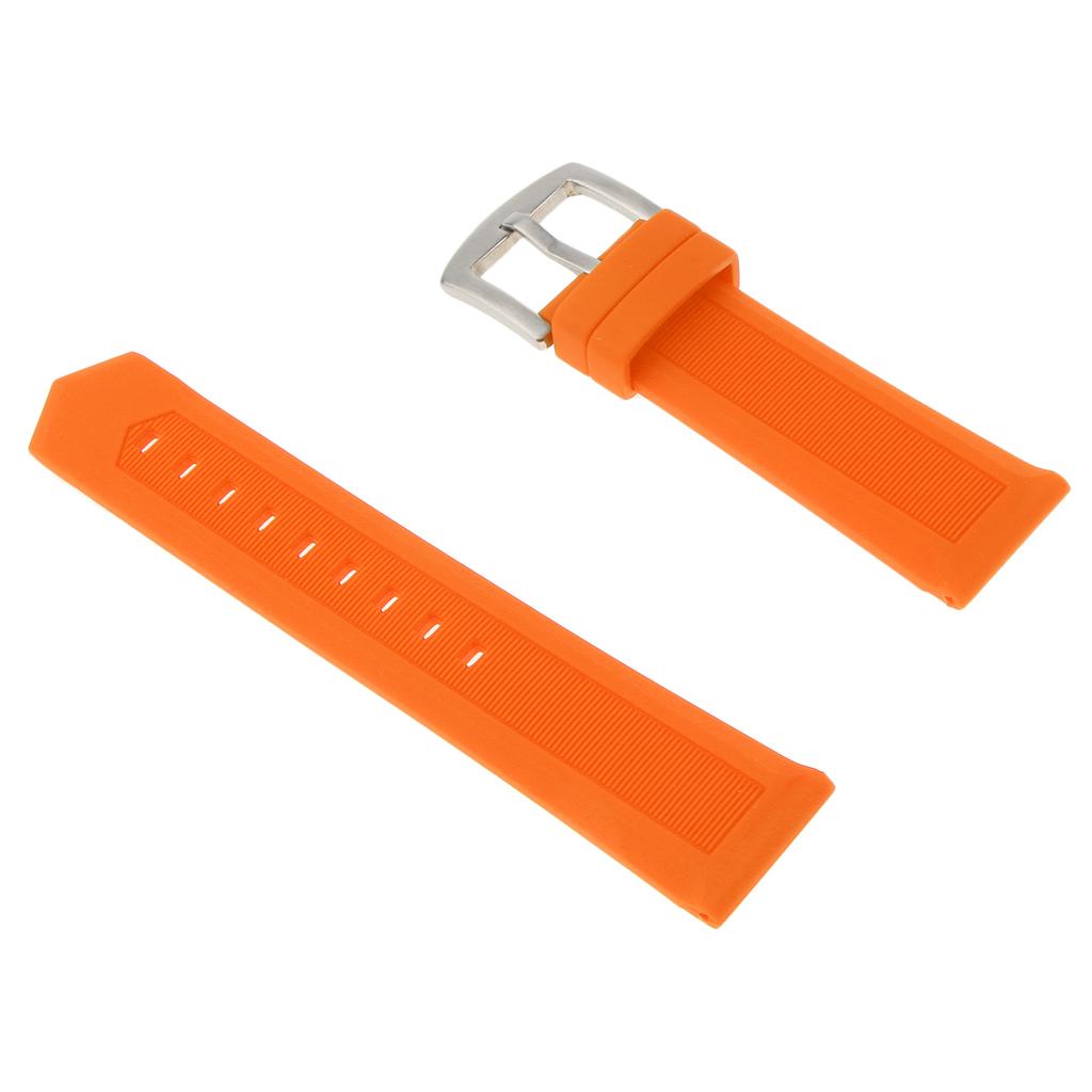 Orange Waterproof Rubber Wristband Watch Band Strap Replacement with 4 Spring Bars 19/20/21/22/mm