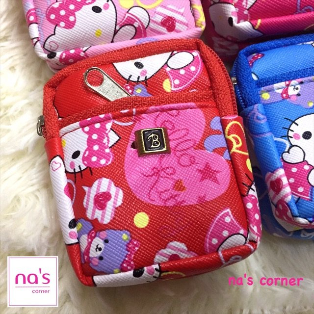 Móc khóa balo 3 ngăn mèo Kitty móc khoá ví da mini