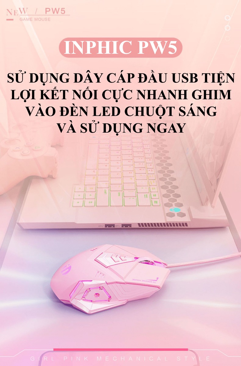 Chuột chơi game INPHIC PW5 thiết kế chuyên game với độ DPI lên đến 4800 phù hợp với các game thủ - HÀNG CHÍNH HÃNG