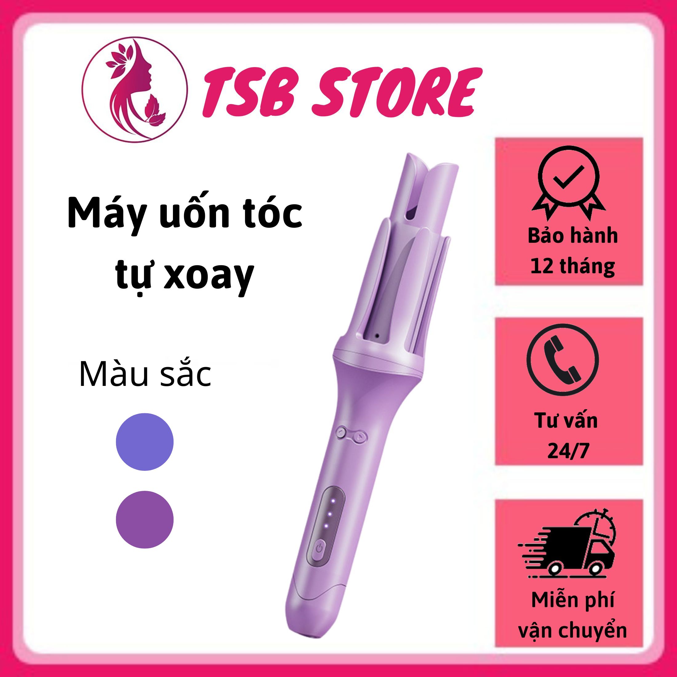 Máy uốn tóc tự xoay 360 độ cao cấp-Máy uốn tóc xoăn tự động chỉnh nhiệt thông mình, khuếch tán ion âm bảo vệ tóc-Máy uốn tóc xoay tự động 2 chiều đường kính 32mm, làm nóng 30s tạo kiểu phong cách