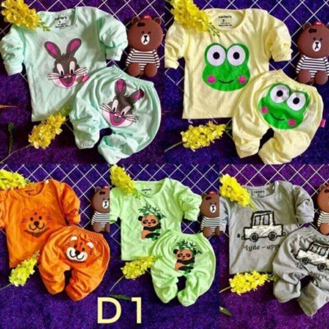 Set 5 bộ dài cotton cho bé trai và gái từ 4 - 7kg