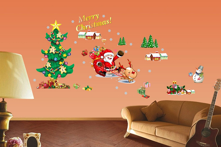 Decal Dán Tường Ông Già Noel Cưỡi Tuần Lộc Binbin EB108 (118 x 60 cm)