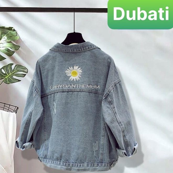 ÁO KHOÁC JEAN NAM NỮ CHẤT BÒ THÊU HOA CÚC CHỮ SAU LƯNG PHONG CÁCH CAO CẤP NHẬT BẢN- DUBATI FASHION