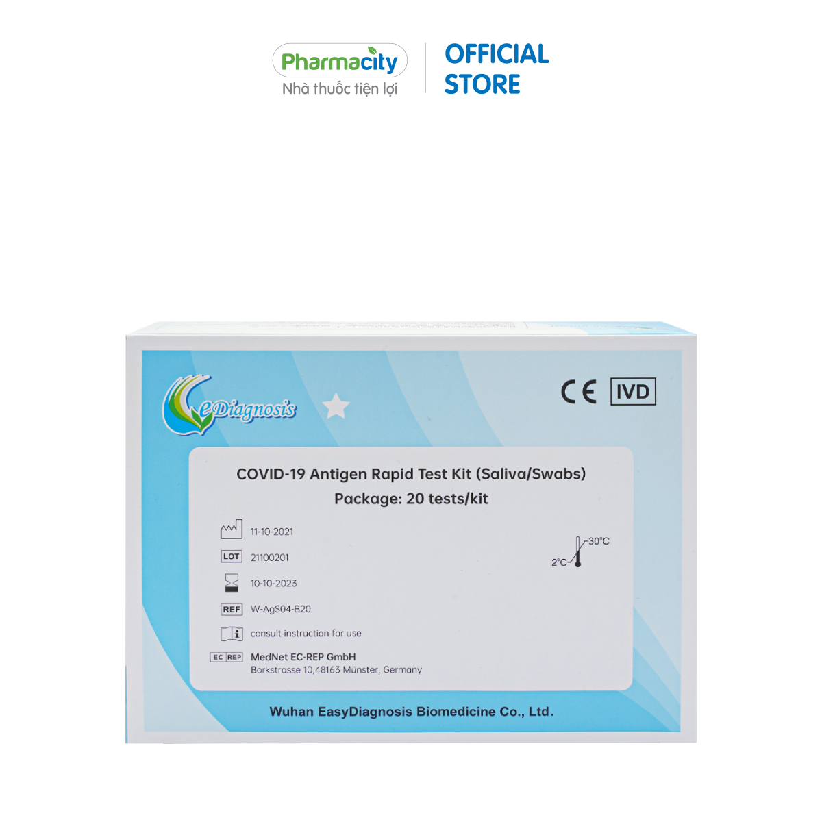 Dụng cụ xét nghiệm nhanh COVID-19 bằng nước bọt Antigen Rapid Test Kit (Saliva) (Hộp 20 Test)