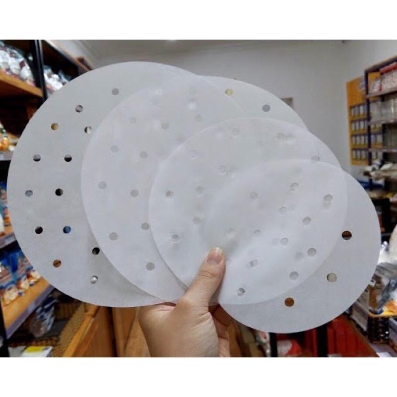 100 Tờ Giấy nến đục lỗ lót nồi chiên không dầu size to