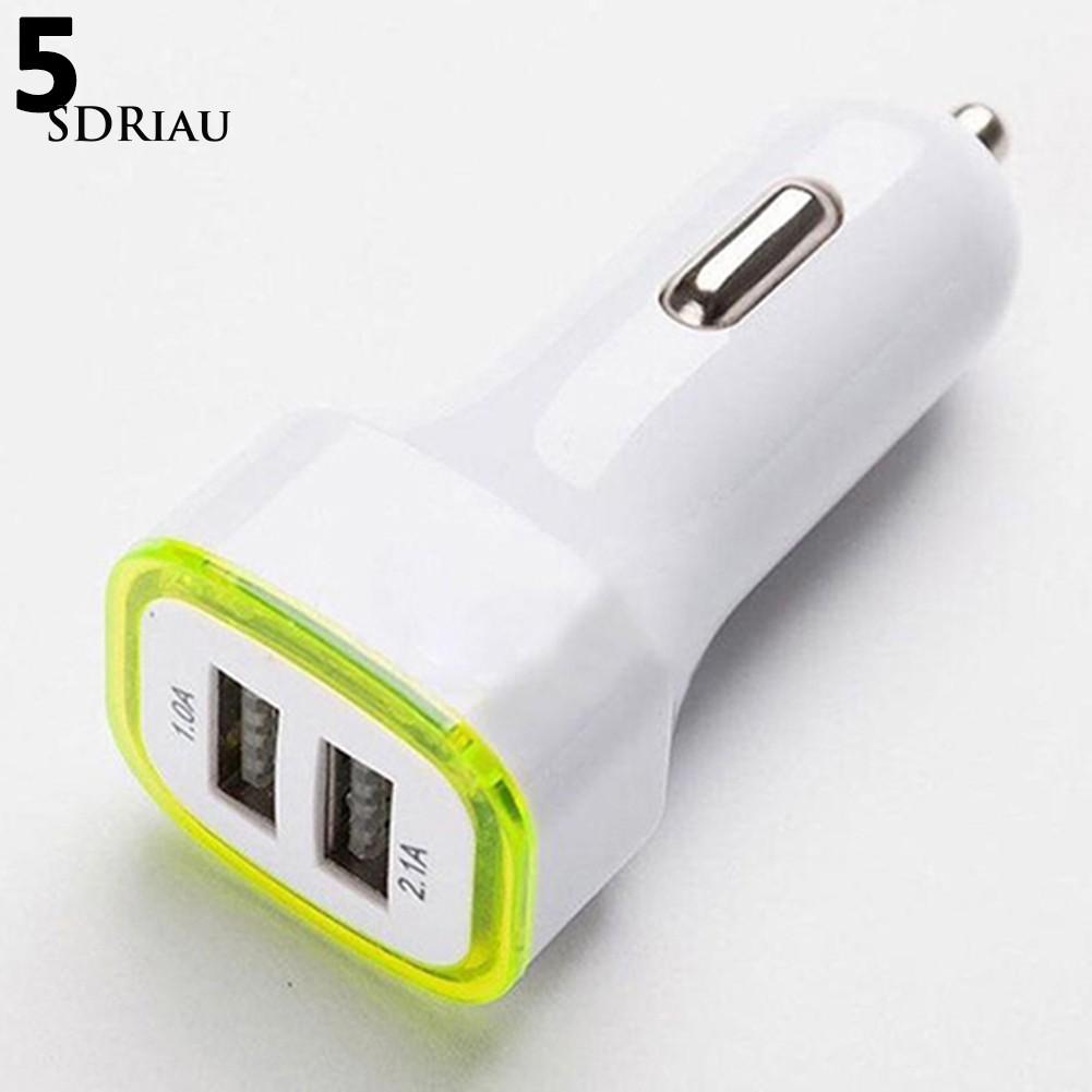 Tẩu sạc xe hơi có cổng USB kép 2.1A tích hợp đèn LED sáng nền cho iPhone iPad Samsung Galaxy