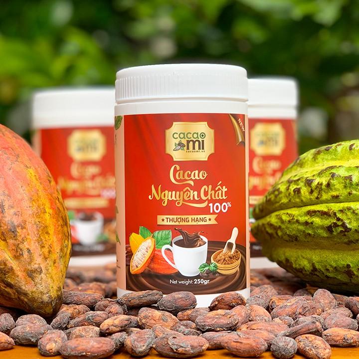 Bột cacao nguyên chất hoà tan - Chuyên pha chế trà sữa, thức uống socola, làm bánh - CACAOMI hộp thượng hạng 250g