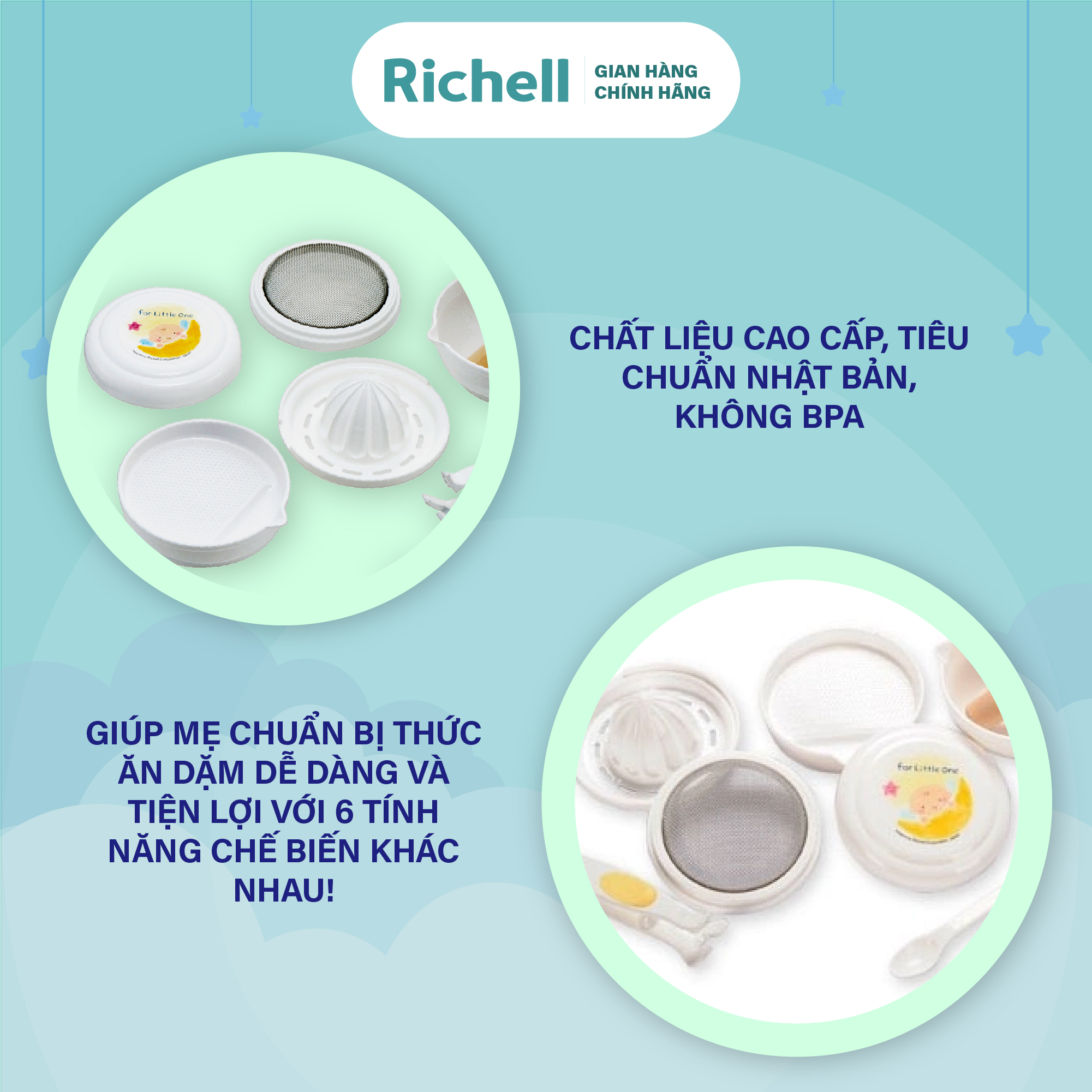 Bộ chế biến ăn dặm kiểu Nhật Richell Nhật Bản | Baby