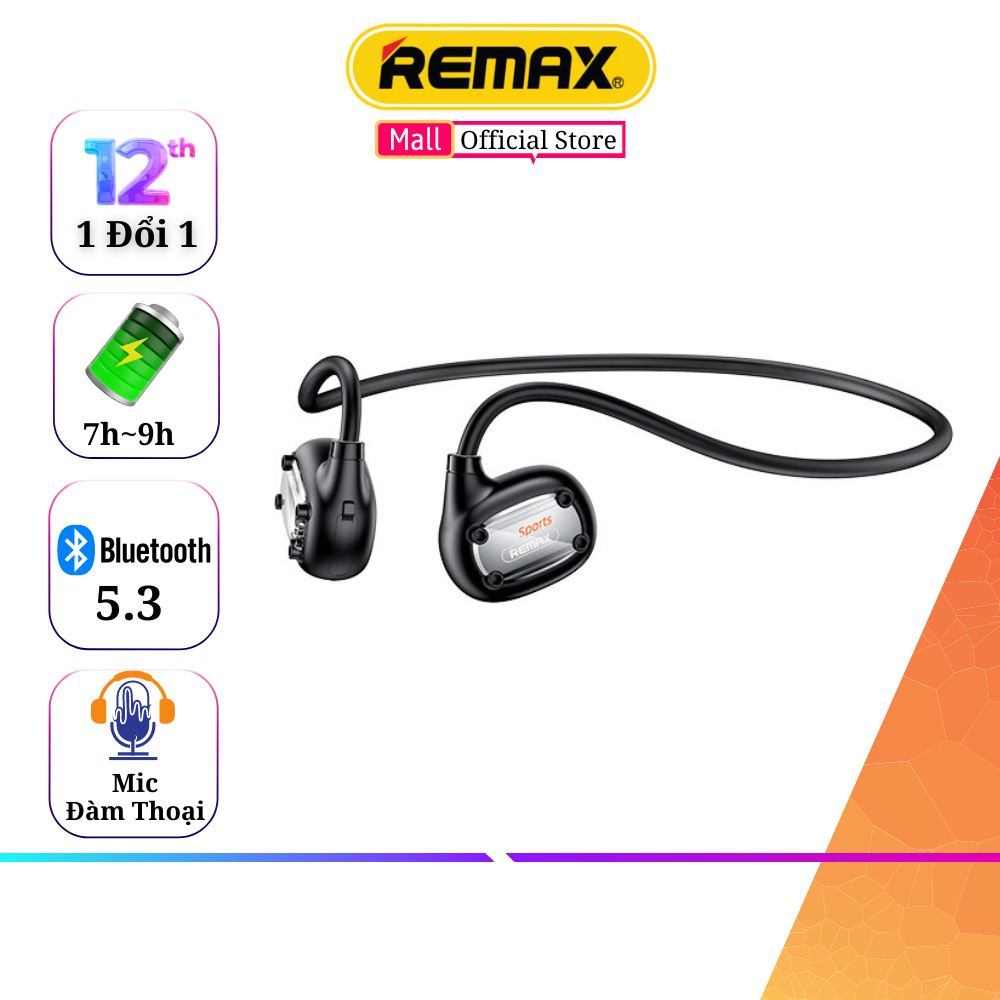 Tai nghe dẫn xương thể thao Bluetooth Remax RB-S7 Dẫn truyền âm thanh qua xương sọ, không gây đau tai Hàng Chính Hãng Remax