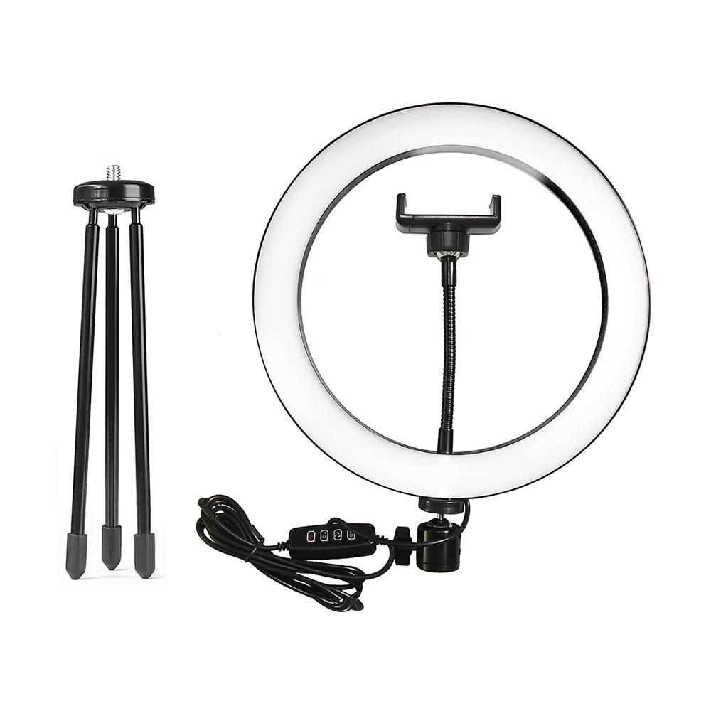 Đèn LED vòng bảng 10 inch 3200-5600K 3 màu 10 mức Độ sáng có thể điều chỉnh bằng giá ba chân để trang điểm phát trực tiếp