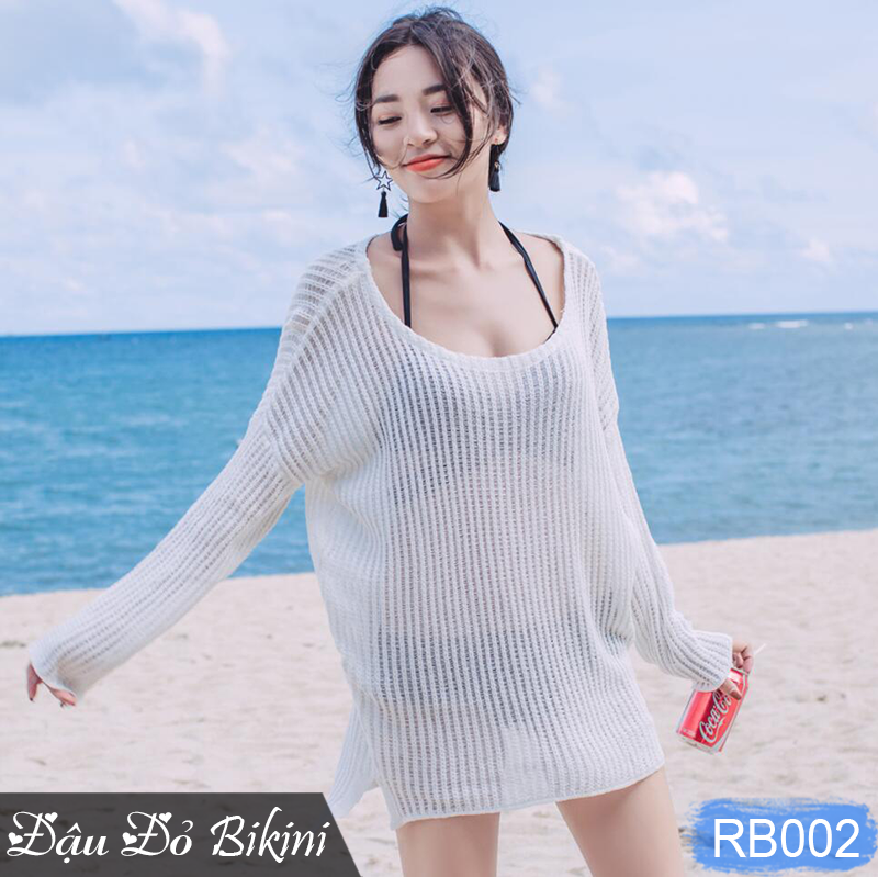 Áo lưới đi biển sexy, diện cùng bikini, áo tắm hoặc croptop cực xinh, dáng chui cổ rộng quyến rũ, chất đẹp dầy dặn | RB002