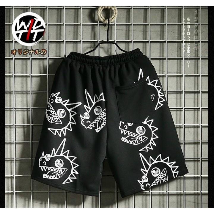 Quần short poly in hình khủng long co giãn 4 chiều mềm mịn