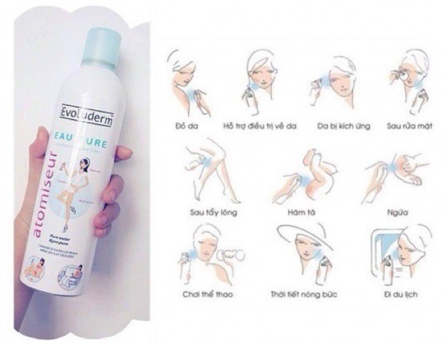 Nước Xịt Khoáng EVOLUDERM 400ml + Tặng 1 Móc Khóa Nhựa 2 Mặt