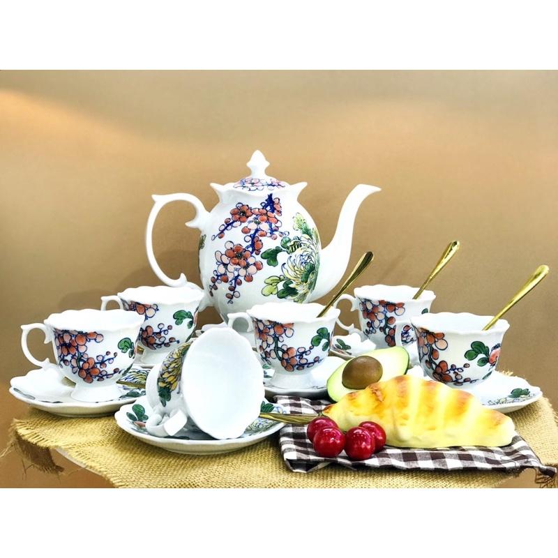 Ấm Chén Pha Trà Bát Tràng, Bộ Ấm Chén Pha Trà Cao Cấp dung tích 1,5L cỡ đại, Bộ Ấm ChénPHONG THUỶ 2021 - Gốm Sứ Huấn Hải