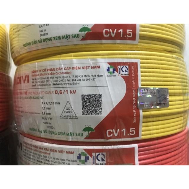 Cadivi dây điện Cadivi 1.5 đơn 7 sợi CV 1.5 - cuộn 100 mét