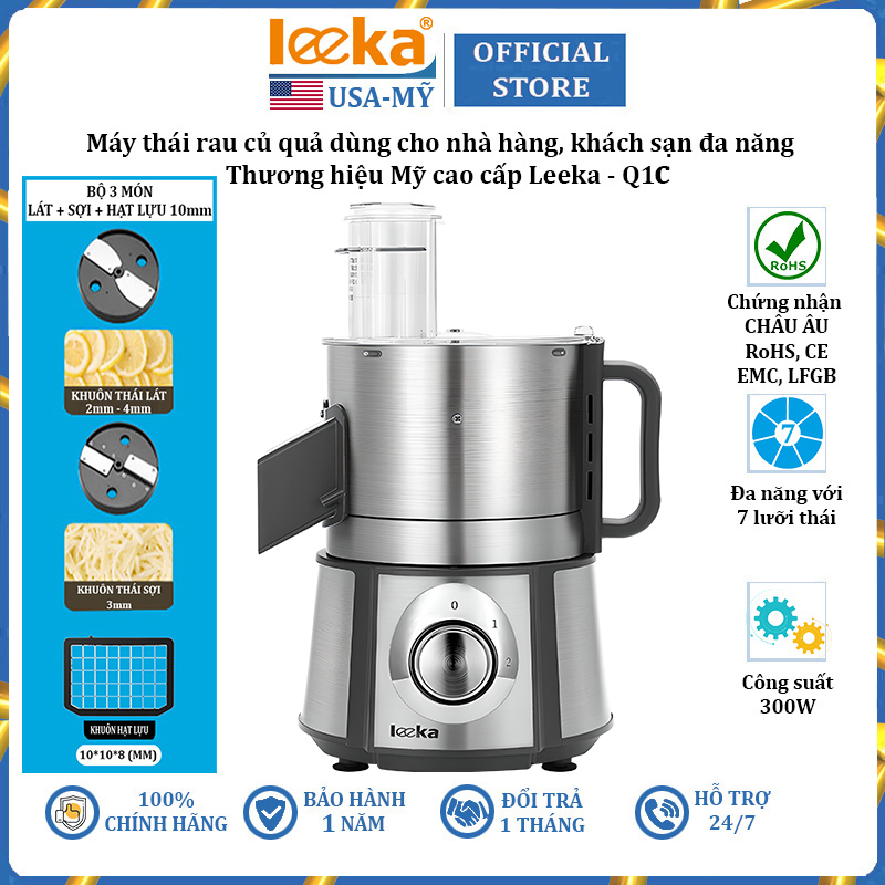 Máy thái bào rau củ quả đa năng Leeka Q1C 7 lưỡi dao, công suất 30W - Bảo hành 12 tháng