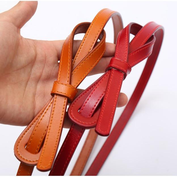 Dây lưng, dây nịt nữ, bản nhỏ, da thật, khóa thắt thời trang.