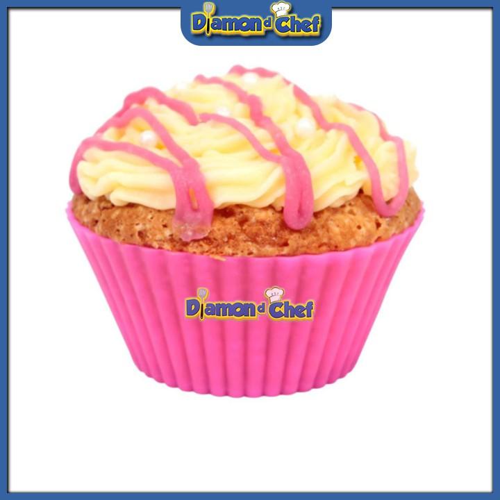 Bộ 10 khuôn silicon dùng làm bánh cupcake/muffin tròn bền đẹp 7cm