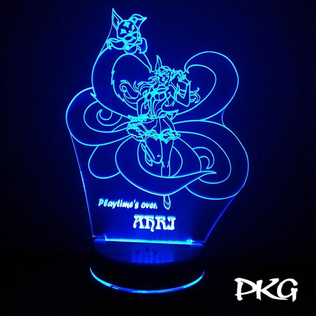 Đèn Ngủ Led 3D Ahri Vệ Binh Tinh Tú LMHT nháy sáng 16 màu cảm ứng điều khiển từ xa