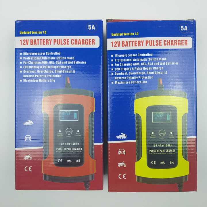 Bộ sạc ắc quy Foxsur 12V 5A FBC1205D tự ngắt khi đầy bảo dưỡng khử sunfat chống ngược cực