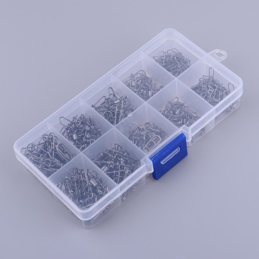220pcs Stainless Steel Fishing Rolling Swivels with Duolock Snaps Connector
