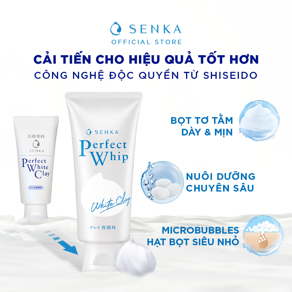 Sữa Rửa Mặt Tạo Bọt Senka Chiết Xuất Đất Sét Trắng Perfect White Clay 120g