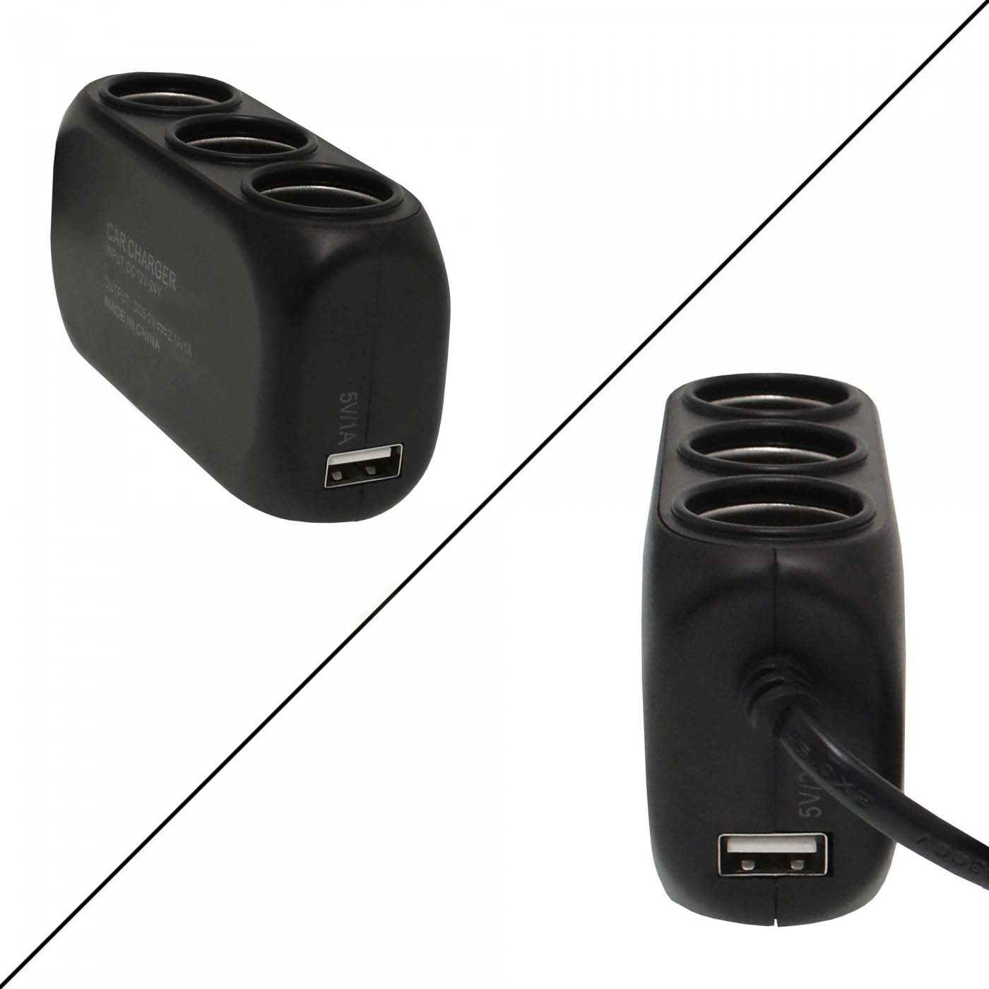 Bộ Chia Tẩu Sạc Dành Cho Xe Ô Tô 3 Cổng Tẩu 2 USB Model WT-D23 - XUNNIU