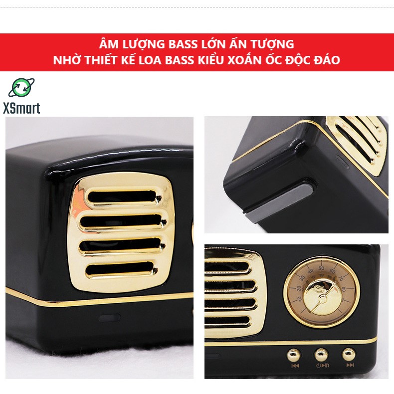 Loa Bluetooth Không Dây Mini Siêu Độc Lạ XSmart Retro Bass HM11 Nâng Cấp Âm Thanh Cực Hay Kiểu Dáng Cổ Điển - Hàng Chính Hãng