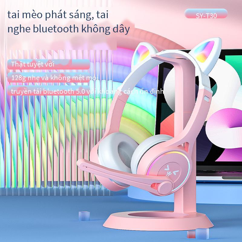 Giá thấp nhất tai nghe trẻ em mới tai nghe máy tính gắn trên đầu tai mèo trò chơi cuộc gọi tai nghe lớp học trực tuyến miễn phí miếng dán dễ thương