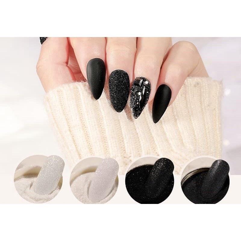 (Hàng mới về )Nhũ rắc móng nail , nhũ rắc nail kim cương cát mịn tinh thể ánh màu kim tuyến siêu sáng (set 6 hủ)