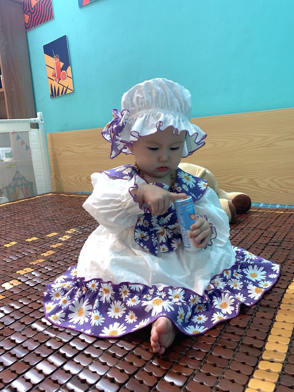 Body Váy Chân Tím Tặng Kèm Nón Và Giày Vải Cho Bé Gái 4-12kg