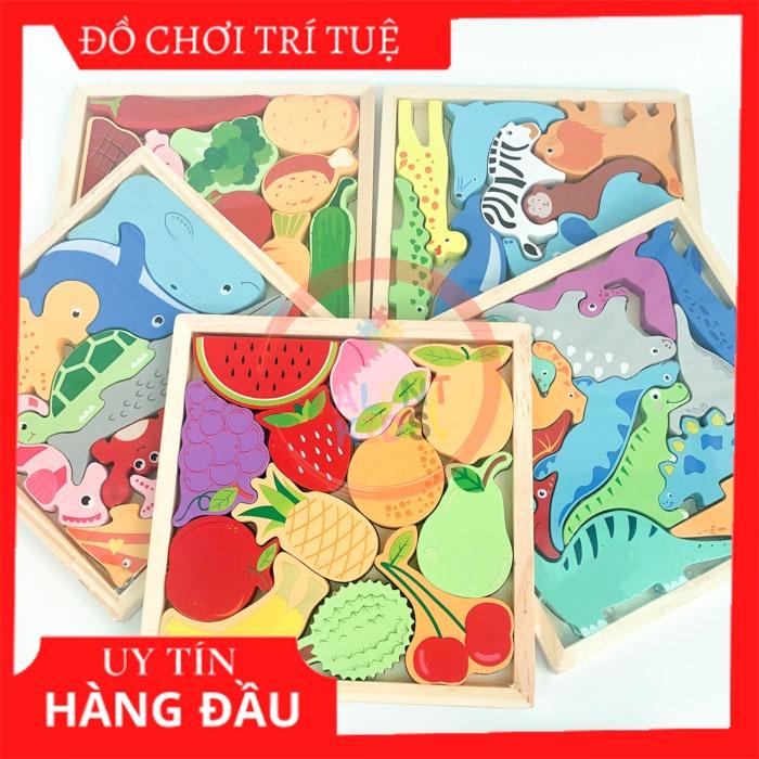 Đồ chơi khung gỗ ghép hình động vật 3d phát triển trí tuệ cho bé từ 2 đến 4 tuổi