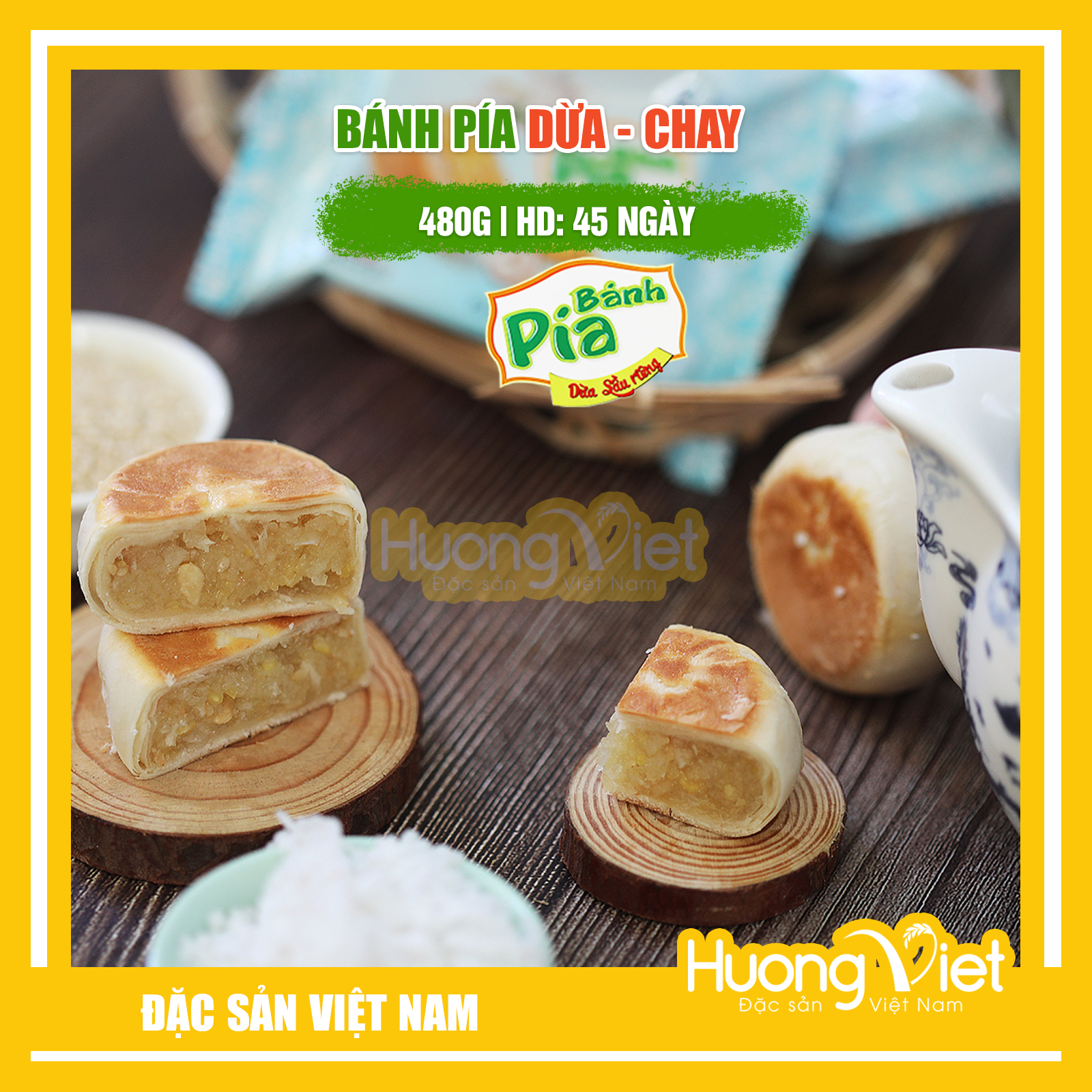 Đặc Sản Sóc Trăng - Bánh Pía Dừa Sầu Riêng Tân Huê Viên, Bánh Pía Mini Gói 12 Cái 480G, Bánh Pía Chay Đặc Sản Sóc Trăng