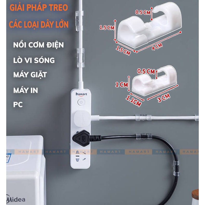 Vỉ 20 Nẹp Dán Tường Giữ Cố Định Dây Điện, Dây Mạng, Dây Máy Tính - Tiện Dụng Gia Đình - Văn Phòng- Hàng nhập khẩu