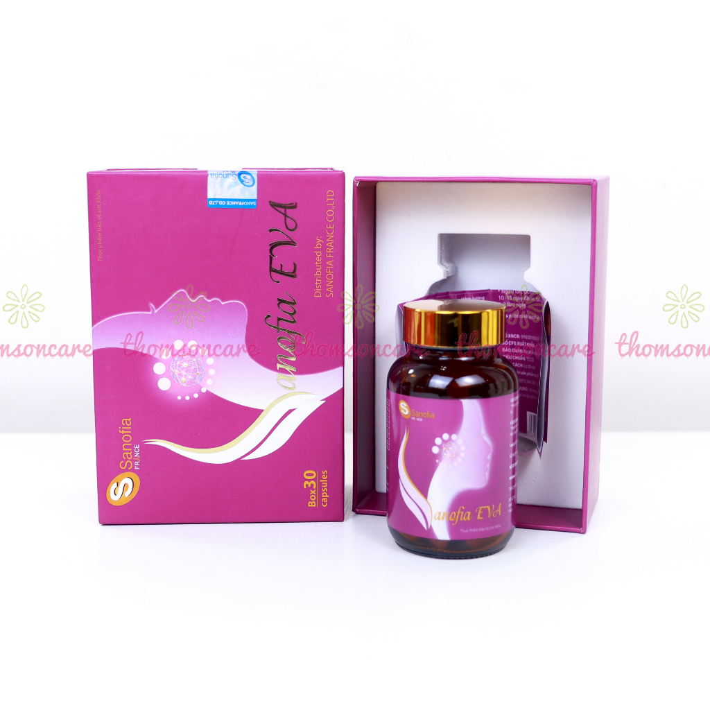 Combo nội tiết tố, làm đẹp da, giảm lão hóa viên uống L Cystine 60 viên, Sanofia Eva Tím 30 viên và Vitamin C DHC 60 viên - Thomsoncare