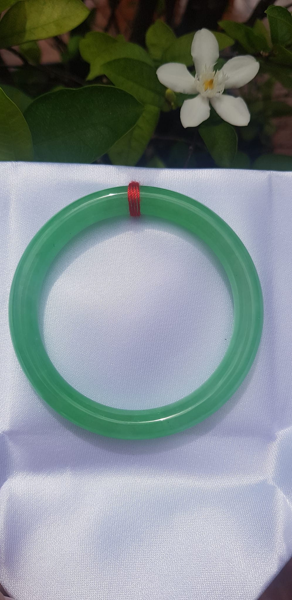 Vòng tay Nữ đá cẩm thạch Mới Lý Trong Size 54mm x cọng 7mm Vòng màu Xanh lá tươi 53kg - 62kg Nữ mệnh Mộc mệnh Hỏa Thủy đeo ạ