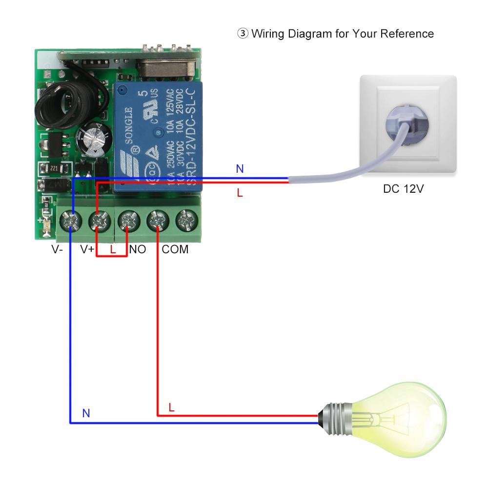 Smart Home 433Mhz DC 12V 1CH Wireless Remote Switch Relay Receiver Transmitter Universal Remote Control Switch Module and RF Transmitter Remote Controls 1527