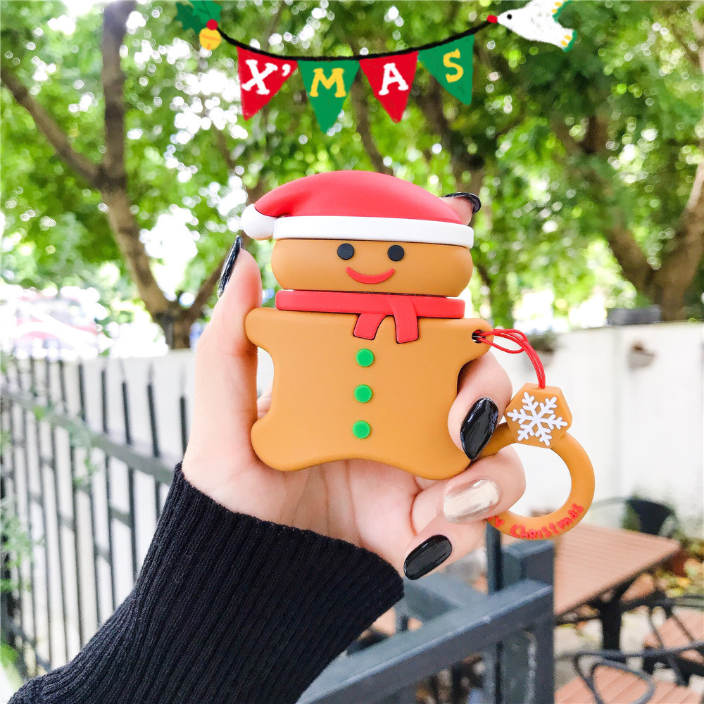 Case Bảo Vệ Dành Cho Tai Nghe Apple Airpods / Airpods 2 Hình Giáng Sinh Kèm Móc Treo